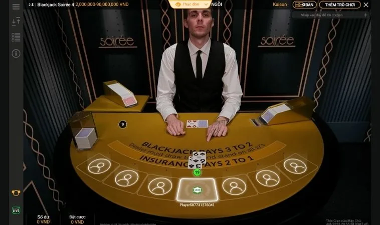 Giao diện đánh Blackjack Tại Crown88