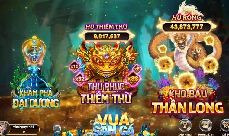 Các phòng chơi trong game Vua Bắn Cá Tại Crown88